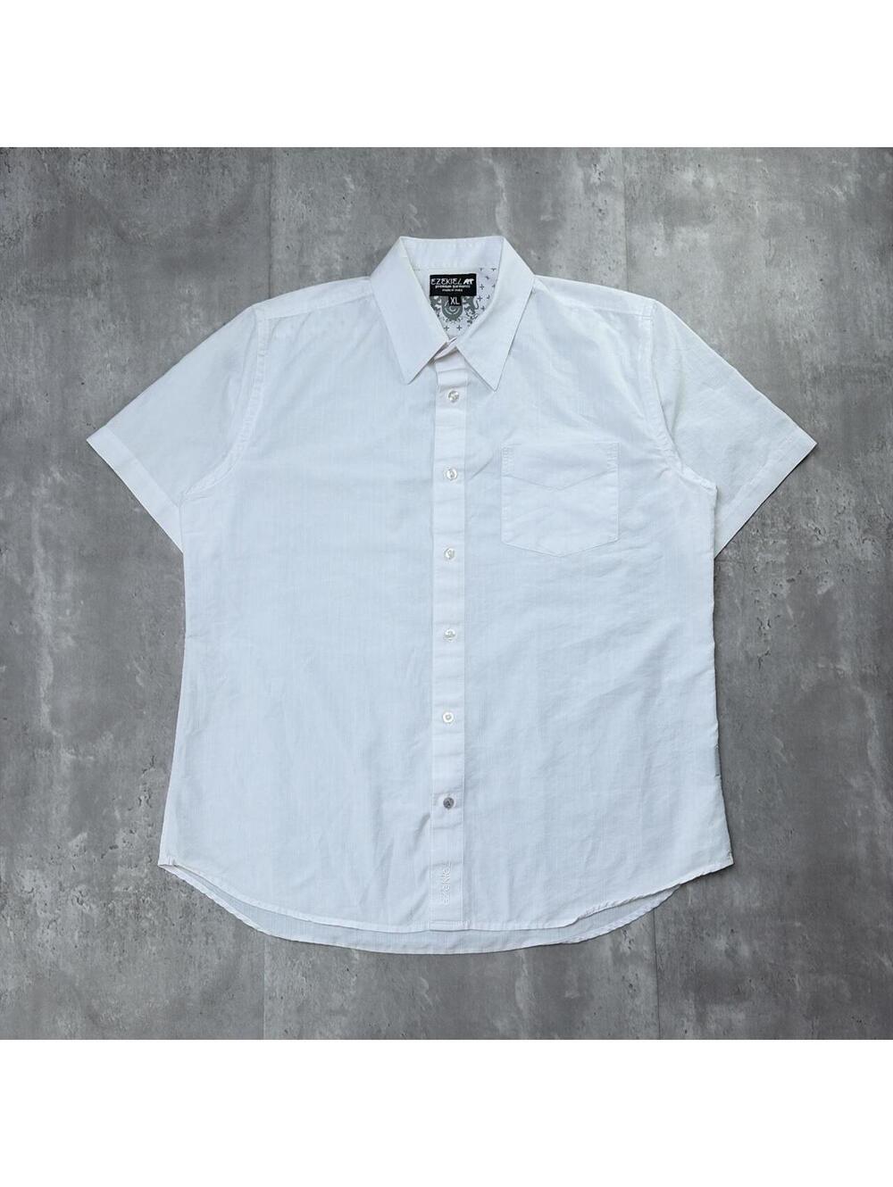Y2K White Ezekiel Grunge Gothic Skater Button Up Shirt
